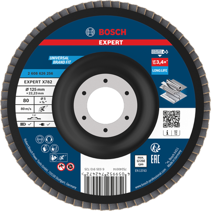 Lamelový kotouč Bosch EXPERT X782 125 mm G80 pro broušení kovů.
